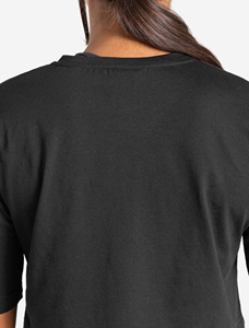 T-shirt court noir pour femme, manches courtes, col rond, imprimé, tricoté, décontracté, coton et élasthanne, séchage rapide, coupe classique, printemps - Product Image 4