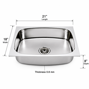 Stainless Steel Rectangular Undermount Single Bowl <b>Kitchen</b> <b>Sink</b> Modern Deep Wash Basin Multi-Function Utility <b>Sink</b> 5 Year - Product Image 5