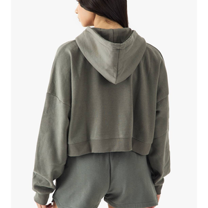 Sweat à capuche court zippé intégral 2026 avec impression 3D en relief, haut de gamme, en molleton épais, à épaules tombantes, pour le fitness et l'entraînement sportif - Product Image 2