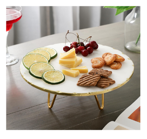 Modern <b>Marble</b> <b>Cake</b> <b>Stand</b> Brass Wire Design Hexagon Shape <b>Cake</b> <b>Stand</b> At Lowest Price - Product Image 6