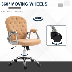Sedia da Ufficio Ergonomica Girevole Marrone Scuro con Braccioli Imbottiti, Altezza Regolabile e Ruote - Product Image 6
