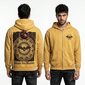 Sweat à capuche blanc épais personnalisé pour homme, style streetwear, effet vieilli, pull-over avec imprimé graphique chauve-souris origami, en molleton, fabricant - Product Image 6