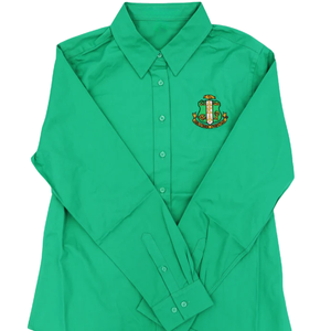Camisa de Manga Larga para Mujer AKA, Fácil de Cuidar, Color Verde Rosa, Cierre de Botones, Camisa Informal de Uniforme para Mujer, Cómoda para Usar Diariamente en la Oficina - Product Image 1