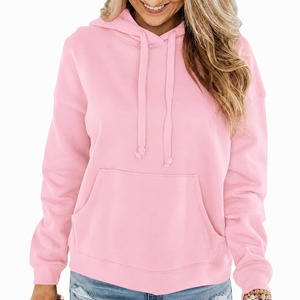 Women's Solid Grey Hooded <b>Sweatshirt</b> Casual Cotton Blend Pullover Long Sleeve Autumn Top - Product Image 3