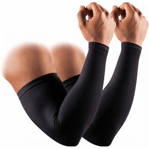 Manchons de compression unisexes à prix de gros, idéaux pour la course et le cyclisme, en tissu extensible léger, équipement de compression athlétique, logo personnalisé - Product Image 1