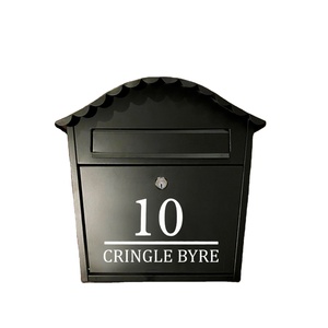 Galvanized Post Mailbox <b>Wall</b> <b>Mounted</b> Outdoor Black Color Decorative Garden <b>Letter</b> <b>Box</b> for Mail and <b>Letters</b> - Product Image 1