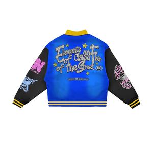 Custom Men's Winter Fleece College Jackets with Rhinestone Embroidery Silk Letter Design Varsity Baseball Style Zipper Closure - Product Image 3