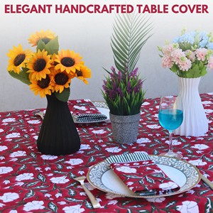 Luxury Traditional Chinese Floral Cotton <b>Tablecloth</b> Printed <b>Square</b> Washable Home Use - Product Image 6