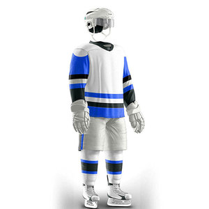 Custom Men's Ice Hockey Jersey Set White Red Sublimated Print Breathable Polyester Full Sleeve V-Neck Adult Winter <b>Sport</b> <b>Apparel</b> - Product Image 3