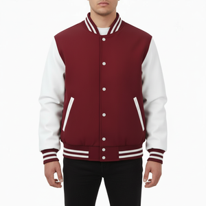 Mens Varsity Style Jacket Cotton Polyester 350 GSM Regular Fit Snap Closure Long Sleeve Street Fashion Wear OEM Service - Product Image 1