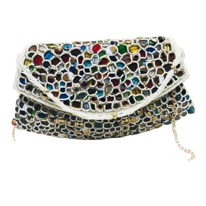 Bolso de mano de Metal de alta calidad para mujer, bordado de tela hecho a mano, tendencia, estilo de moda Vintage, piedras, monedero de lujo Vintage para mujer - Product Image 2