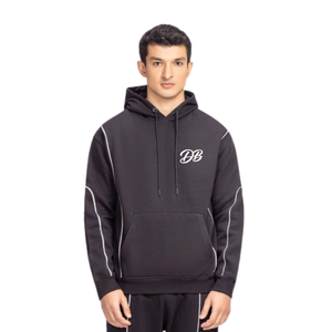 Sweat à capuche unisexe en molleton épais 100% coton, avec logo personnalisé et passepoil noir, coupe oversize à épaules tombantes, style streetwear, vente en gros - Product Image 1