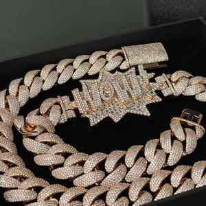 AMBER JEWELS Pulsera de Cadena Cubana Chapada en Oro Rosa con Colgante de Estrella, Micro Pavé de Diamantes de Imitación Cultivados en Laboratorio, Certificado IGI, Unisex, Estilo Hip Hop - Product Image 3