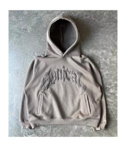 Sweat à capuche pull-over pour homme, nouvelle conception, couleur personnalisée, service OEM 2026, imprimé en relief 3D, manches classiques, en molleton 100% coton pour l'hiver - Product Image 1