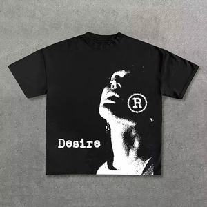 T-shirt en coton imprimé graphique Vintage 2026 Desire pour homme, style Y2K, manches courtes, coupe oversize, avec faible MOQ - Product Image 2