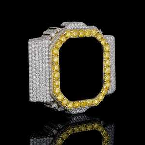 ฝาครอบตัวเรือนนาฬิกาแบบฝังเพชรเต็มวง สีเหลือง สำหรับ DW5600 สำหรับผู้ชาย ผู้หญิง เครื่องประดับฮิปฮอป - Product Image 3