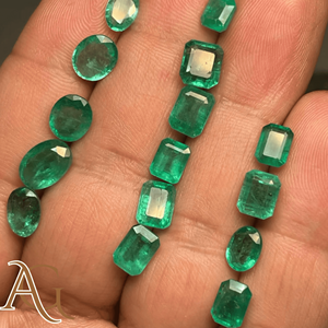 Esmeralda natural ovalada octogonal en forma de pera, de la mina de Zambia, facetada, para la elaboración de joyas, piedra preciosa suelta certificada, lote mixto. - Product Image 4