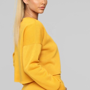 Women Yellow Crew Neck Full Sleeve Solid Color Casual <b>Tracksuit</b> With Drawstring Waist And Side Pockets Regular Fit Autumn Wear - Product Image 4
