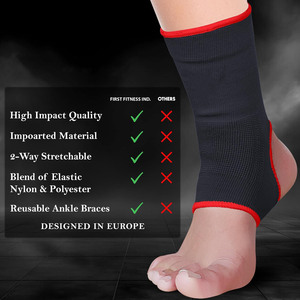 2026 Top Rank Boxing Protection <b>Ankle</b> <b>Support</b> Sleeve Black with Red Trim Compression Wrap for Adults Unisex Sports Protection - Product Image 5