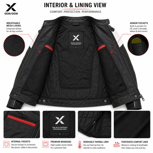 Veste de course en cuir pour homme X, manches longues, coupe-vent, toutes saisons, color-block, fabriquée à Sialkot, X Sports City XSC - Product Image 5