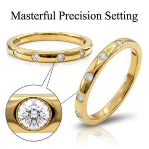 Anillo de Eternidad Exclusivo de Oro Amarillo Sólido de 18K con Diamantes Engastados, Diamante Blanco Redondo Brillante, Banda de Ajuste Cómodo, MOQ 1 Pieza - Product Image 4