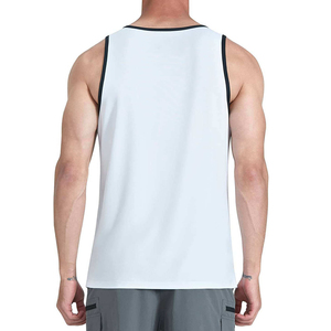 Camiseta sin mangas para hombre al por mayor, blanca, lisa, con cuello redondo, tejida, transpirable, de poliéster, informal, fabricada bajo demanda. - Product Image 6
