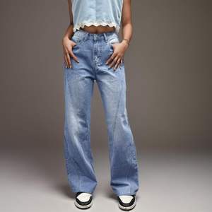 Vintage Mid Waist <b>Jeans</b> <b>for</b> <b>Women</b> Wide Leg <b>Baggy</b> Straight Leg Relaxed Fit Long Denim Pants Breathable Flared Style - Product Image 1
