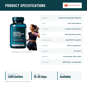 Capsules de créatine monohydrate en marque privée OEM, complément nutritionnel sportif, 120 capsules, approvisionnement en vrac - Product Image 5