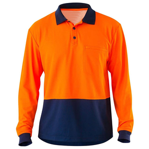 Wholesale <b>High</b> Visibility Outdoor Work Reflective Safety Breathable Unisex Long <b>T</b>-<b>Shirt</b> & Polo <b>Shirt</b> Spliced Hi-<b>Vis</b> Polo - Product Image 6