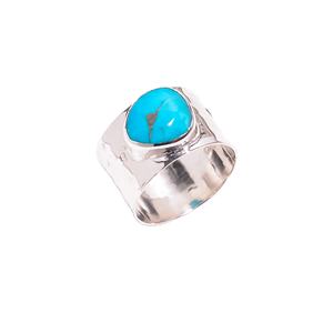 Anillo de plata de primera ley con forma de turquesa para mujer, sortija, plata esterlina 925 - Product Image 1