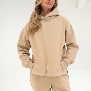 Sudadera con Capucha Extra Grande para Mujer, Color Sólido, Algodón, Felpa de Bambú, Manga Larga, Transpirable, Estilo Casual, Otoñal - Product Image 2