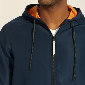 Sudadera con capucha de forro polar ligero para hombre, con cremallera completa, de algodón, con estampado digital y diseño de cuentas, en oferta. - Product Image 3