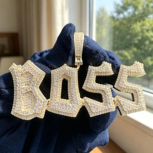 Colgantes Personalizados con Letras Inglesas Únicas, Colgantes con Nombre con Incrustaciones de Diamantes, Joyería Hip Hop Unisex, Personalizada con Moissanita, Plata de Ley 925 - Product Image 2