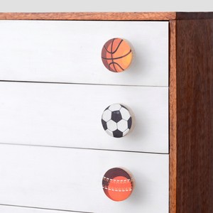 Handmade Modern Pine Wood Cabinet Football Black White Drawer <b>Knobs</b> <b>Dresser</b> Door Handles Cupboard Pulls Kitchen - Product Image 5