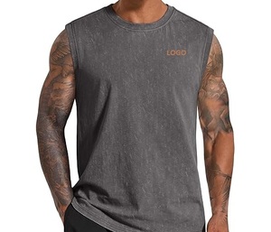Camiseta sin mangas personalizada con logo para hombre, chaleco deportivo transpirable de punto para gimnasio y entrenamiento muscular - Product Image 3