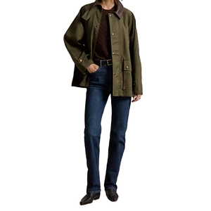 Chaqueta de Algodón Sarga Color Oliva para Mujer, Corte Holgado Tipo Globo, Prenda Exterior Utilitaria con Cuello de Cuero, Fabricación Personalizada OEM ODM Marca Privada KCW - Product Image 6