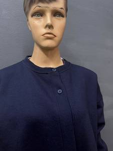 Women's <b>Navy</b> Blue Knitted <b>Cardigan</b> Full Sleeve O-Neck Casual Solid Color Button Front Regular Fit All Seasons Wear - Product Image 3