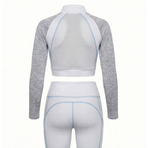 Ensemble de survêtement de sport personnalisé avec logo imprimé, coupe ajustée, en polyester, pour la gym et le jogging, service OEM, respirant et à séchage rapide - Product Image 3