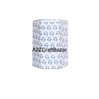 Panier en papier écologique fait main de 5 L, motif géométrique décoratif, couvercle en bois recyclable, type couvercle roulant, rectangulaire