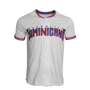 Camiseta de Béisbol de República Dominicana para Adultos, Unisex, Manga Corta, Blanca, de Poliéster, Personalizable con Nombre de Equipo, Transpirable - Product Image 5