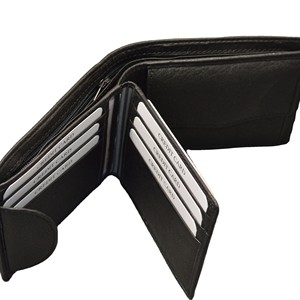 Men's Genuine Leather Trifold <b>Wallet</b> RFID Protection Minimalist Design Short Fold <b>Wallet</b> Daily Use Black Color - Product Image 5