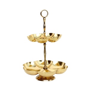 Table Top Centerpiece Elegance <b>Decorative</b> 2 Tier Brass Gold Plated <b>Cake</b> Stand Home <b>Decorative</b> Hotels And Restaurant <b>Supplies</b> - Product Image 1