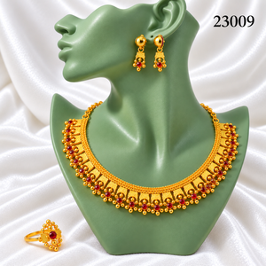 Gold Plated Copper Ethnic Indian <b>Choker</b> Necklace Earrings Engagement Anniversary <b>Women</b> Jewelry Set 23009 - Product Image 1