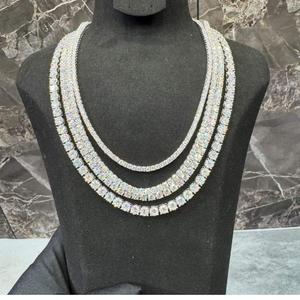 Collier tennis en argent sterling 925 de qualité supérieure avec moissanite taille brillant, chaîne de luxe aspect diamant pour bijoux de mariage - Product Image 1