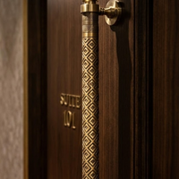 Poignée de porte en laiton massif durable HI SAFE Azura Linea Premium |   Robuste, finition PVD moderne, utilisation en extérieur, 36 pouces, hôtel DDl5114