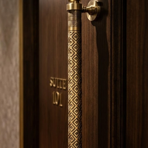 Manija de Puerta de Latón Sólido de Primera Calidad HI SAFE Azura Linea Premium |   Manija de Entrada Moderna de Alta Resistencia con Acabado PVD para Uso en Exteriores, 36 Pulgadas, para Hotel - Product Image 5