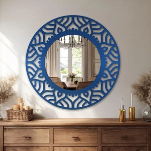 Black <b>Frame</b> Round Wall Mirror Perfect For Living Room Bedroom And Entryway Modern Minimal Home Decor Handcrafted From India - Product Image 4