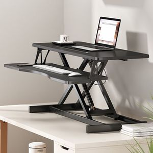 Convertitore da Scrivania Portatile da 32 Pollici con Altezza Regolabile, Postazione di Lavoro per Laptop a Doppio Monitor, Vassoio Tastiera Largo Nero, Supporto per Scrivania Sit-Stand - Product Image 5