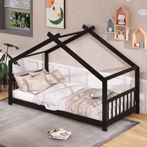 Letto a Castello in Legno per Bambini, Stile Espresso, Misura Twin - Product Image 1