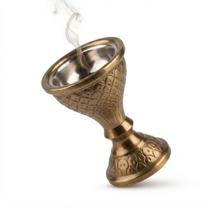 Brûleur à encens en métal de style oriental traditionnel, Mabkhara en argent antique, par Koncept Kraft Inc. - Product Image 4